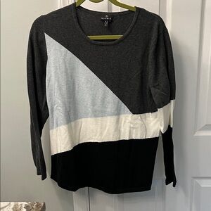 Max Studio Tri-Tone Sweater in Black, Gray, and White